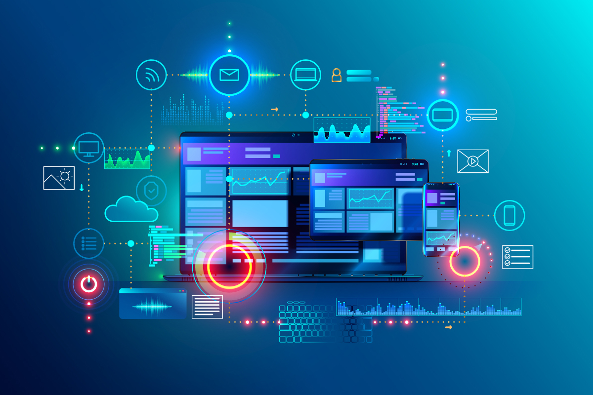 Website platform graphic showing components.